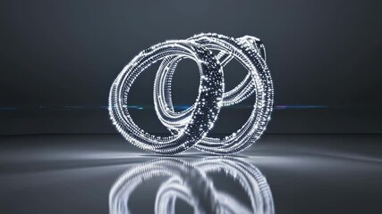 Fototapete - Futuristic glowing rings with holographic effects in a sleek hi-tech environment