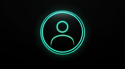 Glowing Profile Icon, Digital, Dark Background, User Interface