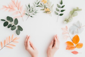 Aufkleber - A minimalist depiction of interlocking hands in a circle, symbolizing unity and participation, with bold, clean lines and soft pastel colors