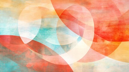 Wall Mural - vibrant abstract composition with translucent overlapping shapes in warm and cool colors red orange 