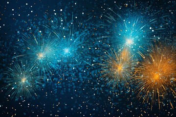 Poster - bright and colorful fireworks light up the night sky, creating a festive and celebratory atmosphere