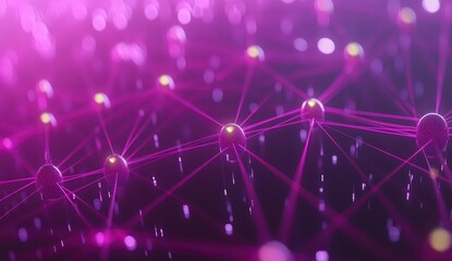 Poster - abstract network visualization with glowing purple nodes and connecting lines against a dark backgro