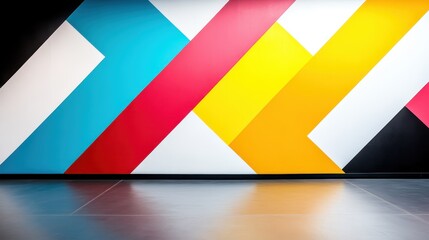 Poster - This image showcases a striking combination of bold geometric shapes and vibrant colors, creating an eye-catching wall art design that captivates viewers.