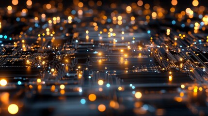 Poster - 4k visual of glowing circuitry on a dark backdrop showcasing advanced technology