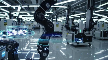 Leinwandbilder - Exploring a futuristic factory with advanced robotic technology operating in a high-tech environment