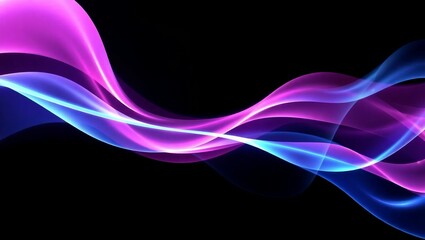 Poster - Abstract smoky waves in blue and purple on a black background