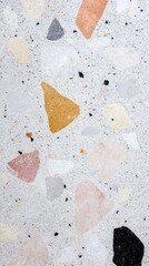 Poster - This beautifully crafted terrazzo surface showcases an array of pastel colors, including soft pinks, muted yellows, and gentle grays, perfect for contemporary interior design projects