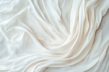 Poster - Soft white fabric draped elegantly on a smooth surface during daylight