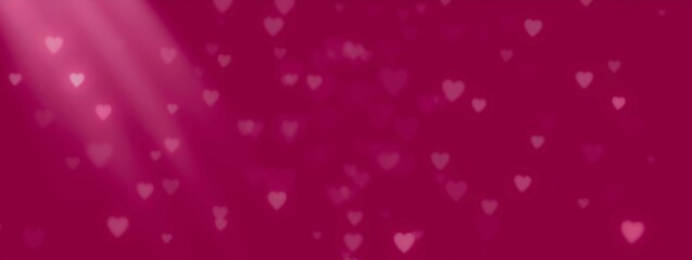 Wall Mural - valentines day background banner - abstract panorama background with red hearts - concept love