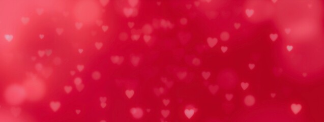 Wall Mural - valentines day background banner - abstract panorama background with red hearts - concept love
