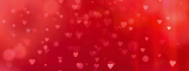 Wall Mural - valentines day background banner - abstract panorama background with red hearts - concept love