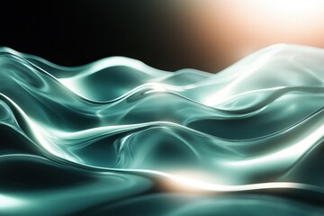 Poster - Abstract representation of fluid waves in soft light illuminating the surface