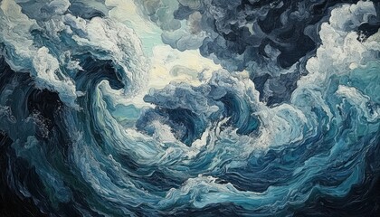 Poster - Abstract Impressionistic Ocean Waves Painting