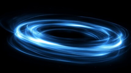 swirling blue light forms a dynamic spiral in a dark space, creating a mesmerizing visual effect and