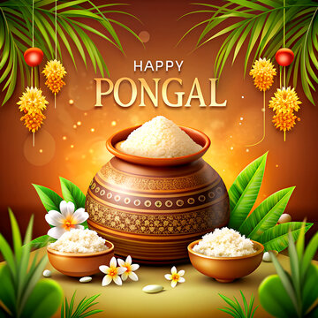 Happy Pongal celebration background with tradition religion advertisement wishing