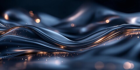 Wall Mural - A blue and gold wave with sparkles on it