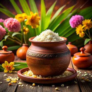 Happy Pongal celebration background with tradition religion advertisement wishing