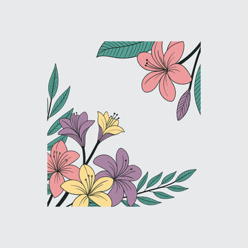 colorful-flower--frame- vector art illustration