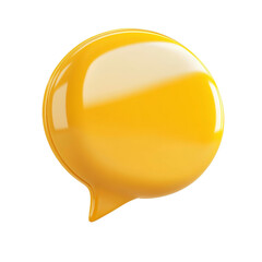 Poster - A three dimensional rendering of a glossy yellow speech bubble on a black background.