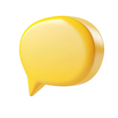 Poster - The image shows a glossy three dimensional yellow speech bubble against a black background.