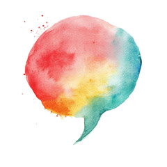 Poster - A vibrant watercolor speech bubble design features a colorful gradient ranging from red to teal, suggesting communication or expression.