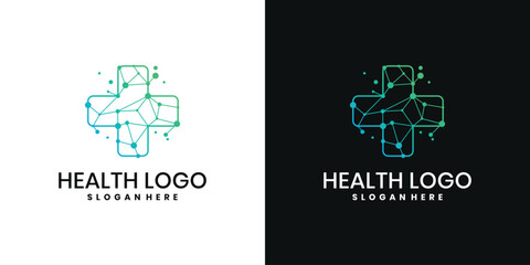 Health tech logo, medical cross logo design