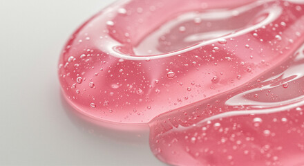 Poster - Pink gel texture with bubbles. Pink gel close up view. Gel with bubbles