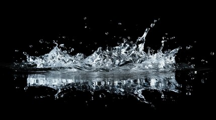 Poster - Stunning Water Splash with Droplets and Black Background