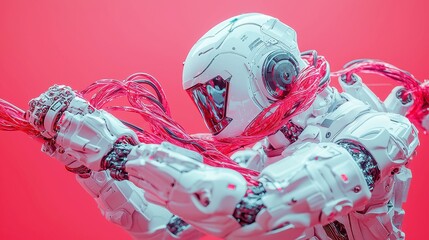 Poster - Cybernetic Tug-of-War, Teams of advanced robots engage in a strategic contest of strength and coordination, showcasing AI's role in enhancing pulling power and grip control.