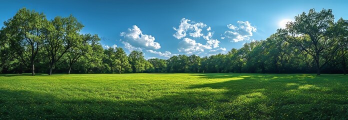 Sticker - A sunny day in a natural park, dotted with blooming dandelions