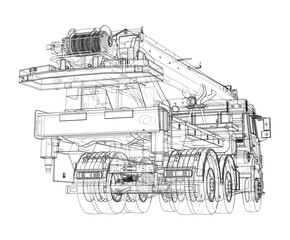 Poster - Car crane. Vector rendering of 3d