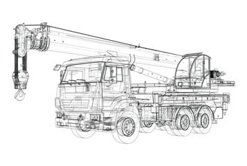 Poster - Car crane. Vector rendering of 3d