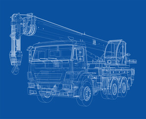 Poster - Car crane. Vector rendering of 3d