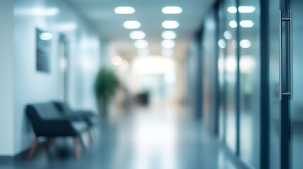 Wall Mural - Bright, modern hallway with large windows and shiny floor modern bright office hallway with large windows and shiny floor.

