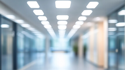 Wall Mural - Bright, modern hallway with large windows and shiny floor modern bright office hallway with large windows and shiny floor.

