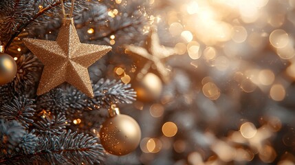 Poster - Festive and elegant celebrations and special occasions are enhanced by golden lights with a star bokeh background