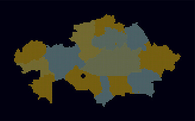 Poster - kazakhstan dotted map. digital style map of the country on dark background. kazakhstan shape with ci