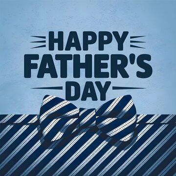 Father's Day Greeting Card with Blue Tie and Decorative Text Design