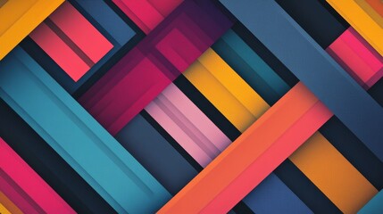 Poster - abstract geometric pattern with overlapping layers, bright colors, and line effects.