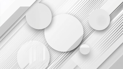 Wall Mural - Abstract geometric background with white, gray stripes and round shapes. Vector illustration.