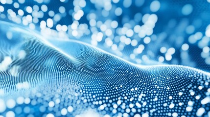 Poster - Blue and white dots blend together in an abstract pattern, creating a tech-inspired background.