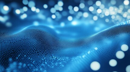 Poster - Blue and white dots blend together in an abstract pattern, creating a tech-inspired background.
