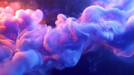 Wall Mural - Abstract swirling vibrant smoke with pink sparkles.