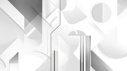 Aufkleber - Gradient background with white, gray, and geometric shapes for art projects.