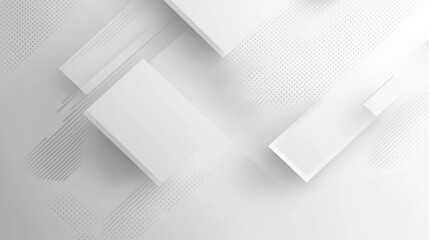 Poster - Modern white abstract background with geometric shapes and a rounded diamond pattern.