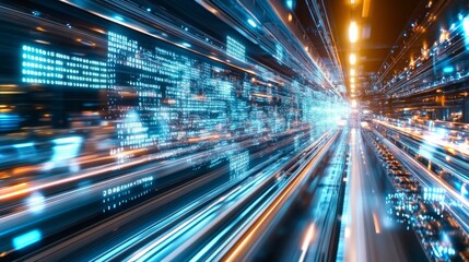 Poster - Dynamic visualization of digital data streams in high-tech environment during nighttime