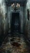 © TBC - Dark hallway, old house, water damage, chandelier, mystery