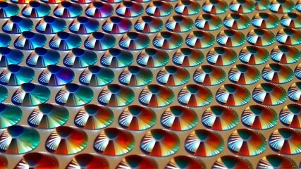 Poster - A colorful pattern of circles. The circles are different colors and sizes. The circles are arranged in a grid