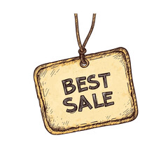 Tag label of Best sale for shopping isolated on transparent background 