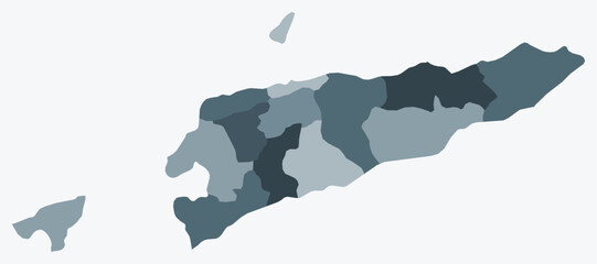 Poster - map of timor-leste with regions. just a simple country border map with region division. blue grey co